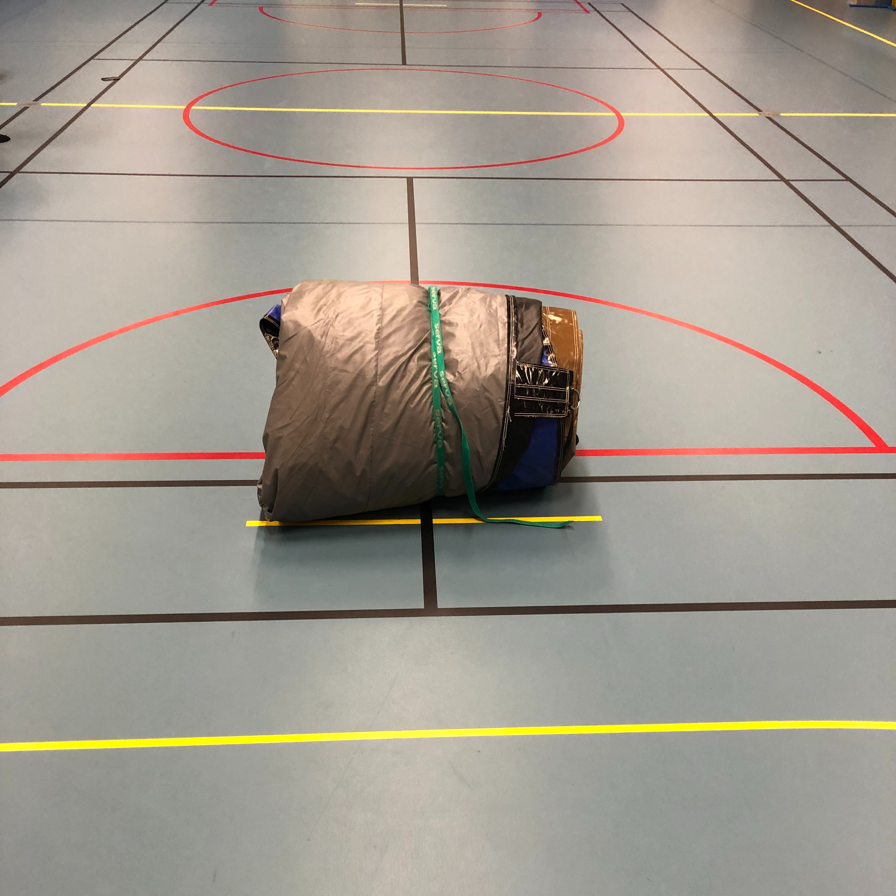 Gymnastics airbag from Mid-Air rolled up